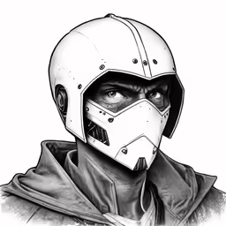 a person wearing a helmet with a hood