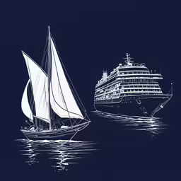 two boats with sails sailing in the sea