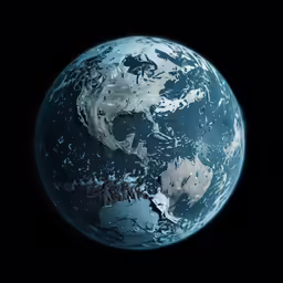 a blue and white earth in dark night