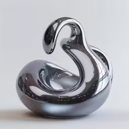 a sculpture made out of shiny material with a white background