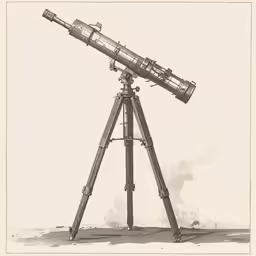 the telescope on the tripod is shown with smoke behind it