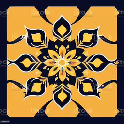 a white and black snowflake on a yellow background,ornate yellow and black ornamental pattern on blue background royalty illustration,a square pattern of black and yellow, with large flowers on it,an artistic design with blue, yellow and black colors,a black and yellow floral design on a blue background