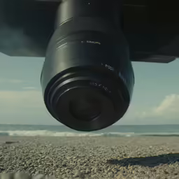 the view from underneath the vehicle of a camera and beach