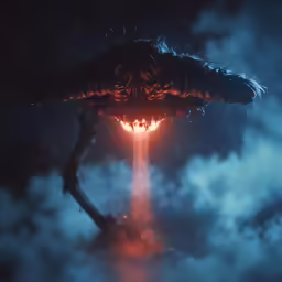 a large monster with its wings and legs sticking out is in the clouds
