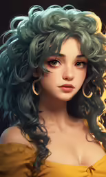 digital art of an anime female with green hair