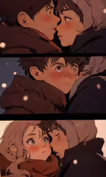 two people in their arms while the girl is kissing them