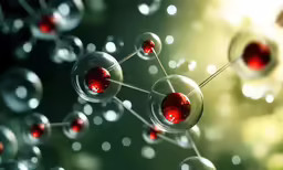 an illustration shows spheres with blood inside them