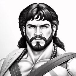 a man wearing the costume of a warrior with a sword