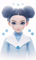 an animation of the back of a boy in a white coat