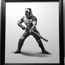 a man in a gas mask is holding a gun