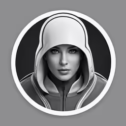 the girl in a hooded jacket is shown through a circular frame