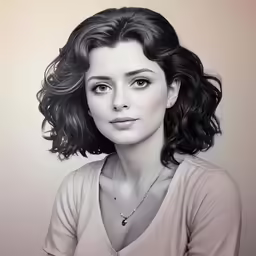 a drawing of a girl wearing a necklace