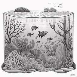 the ocean has fish swimming around the reefs