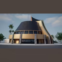 an artistic looking 3d rendering of a modern building