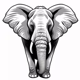 an elephant standing with its trunk in the air,an elephant standing in the middle of a drawing