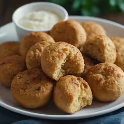 fried dough and dip on a plate