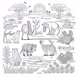 some different animals are in a pen