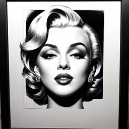 a framed picture with marilyn monroe in a fashion advertisement