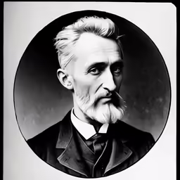 an old photo of an older man with a very long beard