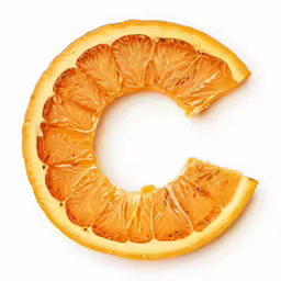 a half eaten orange sitting in the shape of a letter g