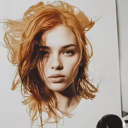 the hair is blowing in the wind