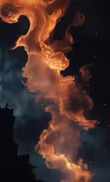 orange and yellow smokestack coming from the side of a tall building