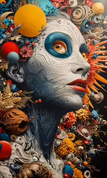 the image has an artistic style and features many things
