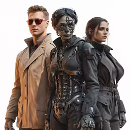 three sci - fist characters stand in front of a white background