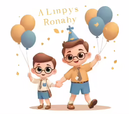 a couple of kids holding hands with balloons