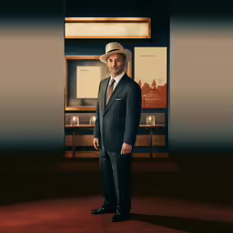 a man in a suit is posing for a picture