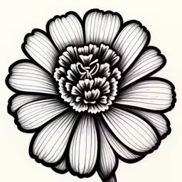 a flower drawing with black and white pencils,a flower drawing with pen and ink on white paper