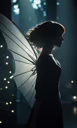 an older photo of a woman with dark hair and dark clothes holding a dark colored umbrella