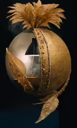 a metal object with leafy metal parts