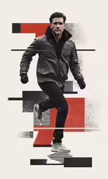 the wolverine man character poster with his jacket pulled down