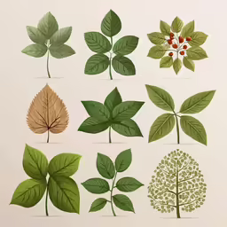 a bunch of different types of leaves