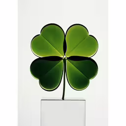 a small potted plant with four leaves on it,a four leaf clover is shown in a square vase