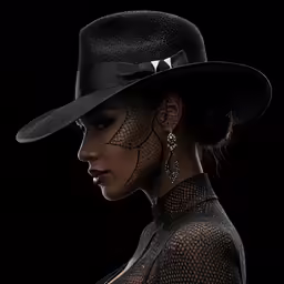 a woman wearing a very pretty black hat