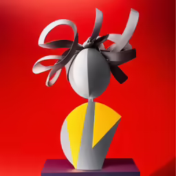 a sculpture made out of paper and ribbon