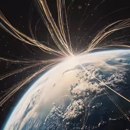 a picture of the earth taken from space with the light from above