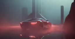 the concept vehicle is moving through foggy skies