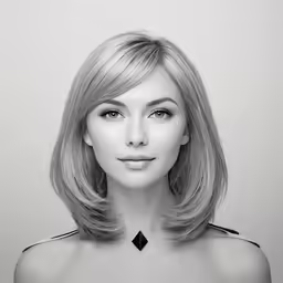 a woman with blond hair is wearing a necklace