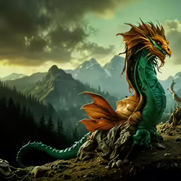 a close up of a dragon on a rocky cliff