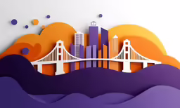 a paper art painting of the bay bridge