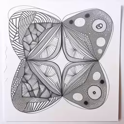 the intricate geometric pattern in this drawing depicts what is happening,an intricate black and white drawing of an overlapping object