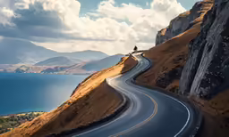 a person walking on the edge of a road