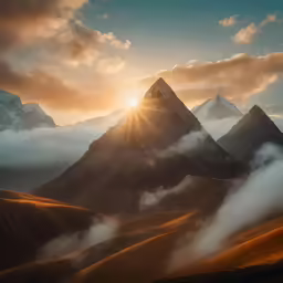 clouds float over the mountains and clouds fly through the air