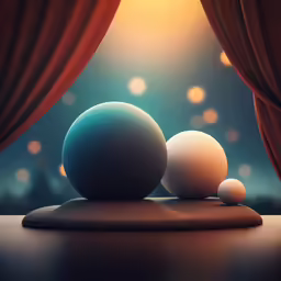 two balls and one is sitting on top of a table