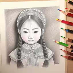 a drawing of a little girl