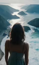 a person is standing in front of some water