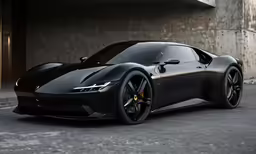 a black sports car in a garage